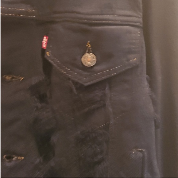 Vintage Furst of a Kind Levi’s Black Denim Jacket - Sz Large - Picture 6 of 6